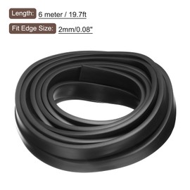 sourcing map sourcing map U Channel Edge Trim, 19.7ft Length Rubber Guard Seal Strip Edge Protector Flat Type Fit for 2mm Edge, (15/64" W x 25/32" H) Black