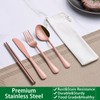 Travel Silverware Set Rose Gold Camping Picnic Utensils Set With