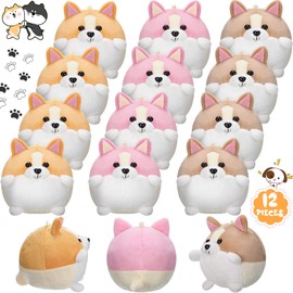 12 Pieces Small Stuffed Toys 5 Inch Cute Small Stuffed Keychain Set, 3 Colors Goodie Bag Fillers, Carnival Prizes, Valentine' Day, Easter Egg Filler Party Favors (Cute Style)