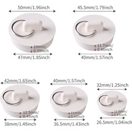 Rubber Bath Plugs, 5 Pcs Universal Sink Plug, 5 Different Size Sink Bathtub Plug Rubber Kitchen Bathroom Laundry Bar Water Stopper Seal with Hanging Ring for Shower Faucet Cover Pool Plugs and Caps