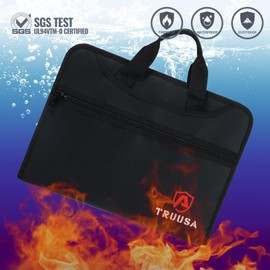 Truusa Important Document Organizer w/Handle, 13 Pocket Accordion File Folder with Zipper & Labels, Fireproof Waterproof File Organizer Safe with Multi-Pockets for Letter Size A4