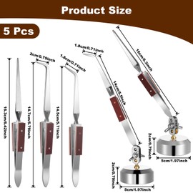 5 Pcs Soldering Tweezers Set 3 Cross Lock Solder Tweezer 2 Jewelry Third Hand Tools with Base 360° Rotation for Jewelry Making, Welding, Repairing