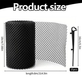 Leaf Protection Gutter 8 m x 18 cm Gutter Protection Rain Gutters Gutter Leaf Guard with 15 Clips for Houses Carport Rain Gutters