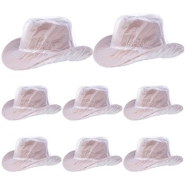 phnydreg 8Pcs Cowboy Hat Rain Covers Plastic Hat Waterproof Cover Cowboy Hat Covers for Dust Unisex Travel Hat Storage Cover (8, White)