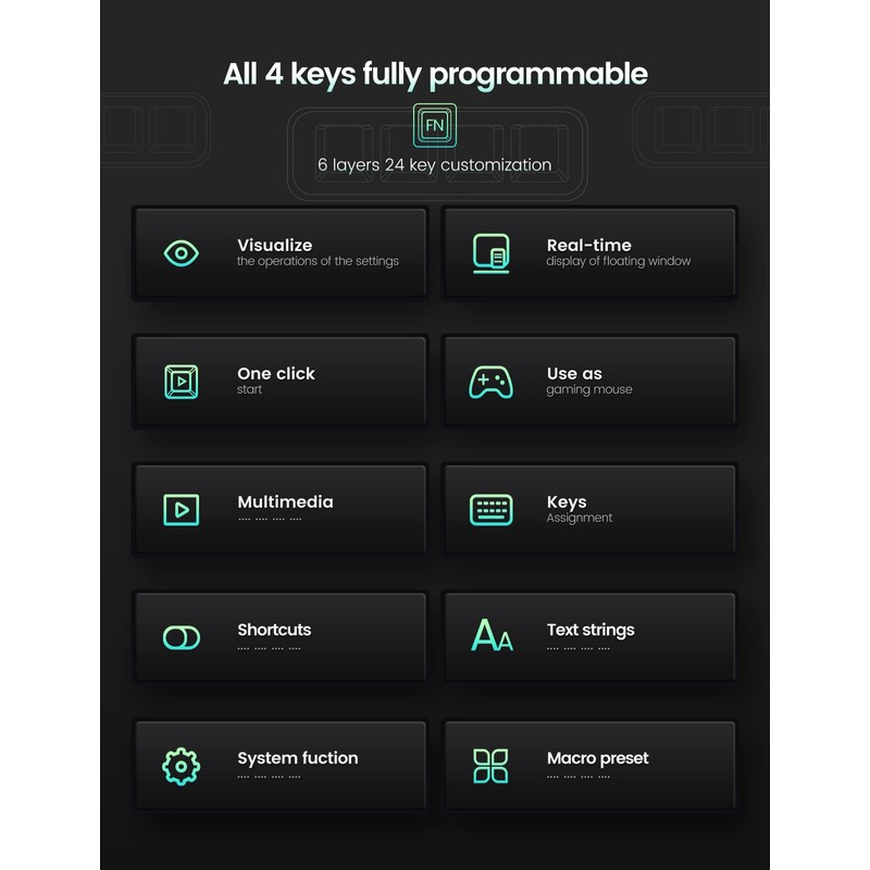 Vaydeer 4 Fully Programmable Keys with Floating Window and Macro