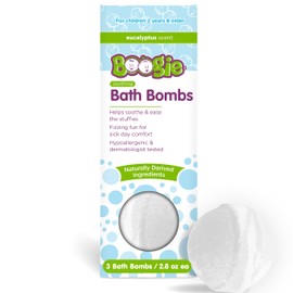 Boogie Kids Bath Bombs, Calming, Naturally Derived, Made with Aloe and Calming Vapors, Eucalyptus, 3 Bath Bombs, 2.8 oz, Pack of 1