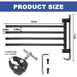 RV Clothes Drying Rack, RV Ladder Clothes Drying Rack, Four 12.7" Long Arms, No Drilling Anti-Rust for Ladder Boats Camper Trailer Travel Hotel Home