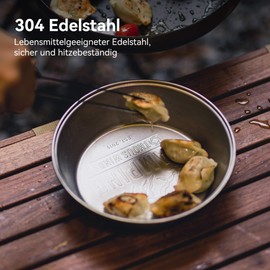 Thous Winds Stainless Steel Deep Plate, Set of 2 Camping Tableware Dinner Plates, Outdoor Stainless Steel Plates, Round, Lightweight Robust Dinner Plates, Picnic Plates for Camping, Hiking, Kitchen