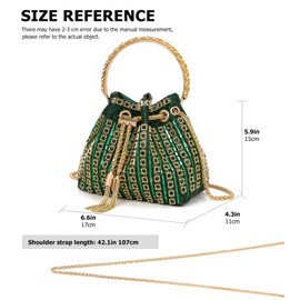 Sweetovo Sparkly Diamond Evening Bag Clutch Purses for Women Rhinestone Purse Glitter Handbag for Party Prom Cocktail Wedding (Green)