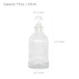 Magic Season Decorative Glass Bottle - 7 fl oz. Vertical Stripes Round Bottle (1 Set w/Glass Stopper)