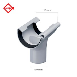 INEFA Drain pipe semi-circular, PVC NW125/DN100 grey hanging pipe gutter accessories, easy plug-in installation, made in Germany