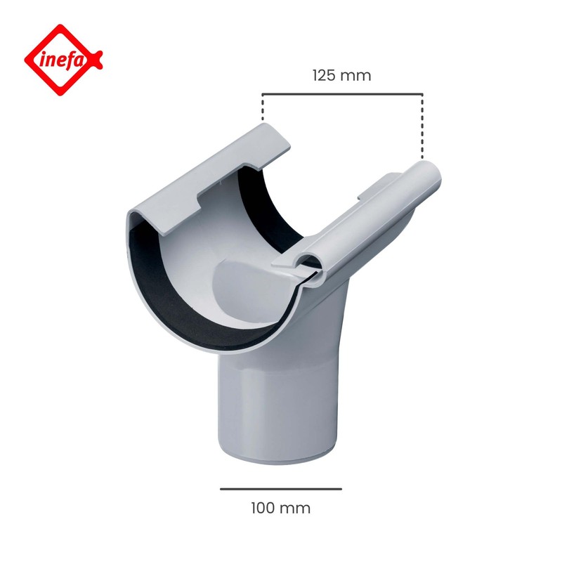 INEFA Drain pipe semi-circular, PVC NW125/DN100 grey hanging pipe gutter