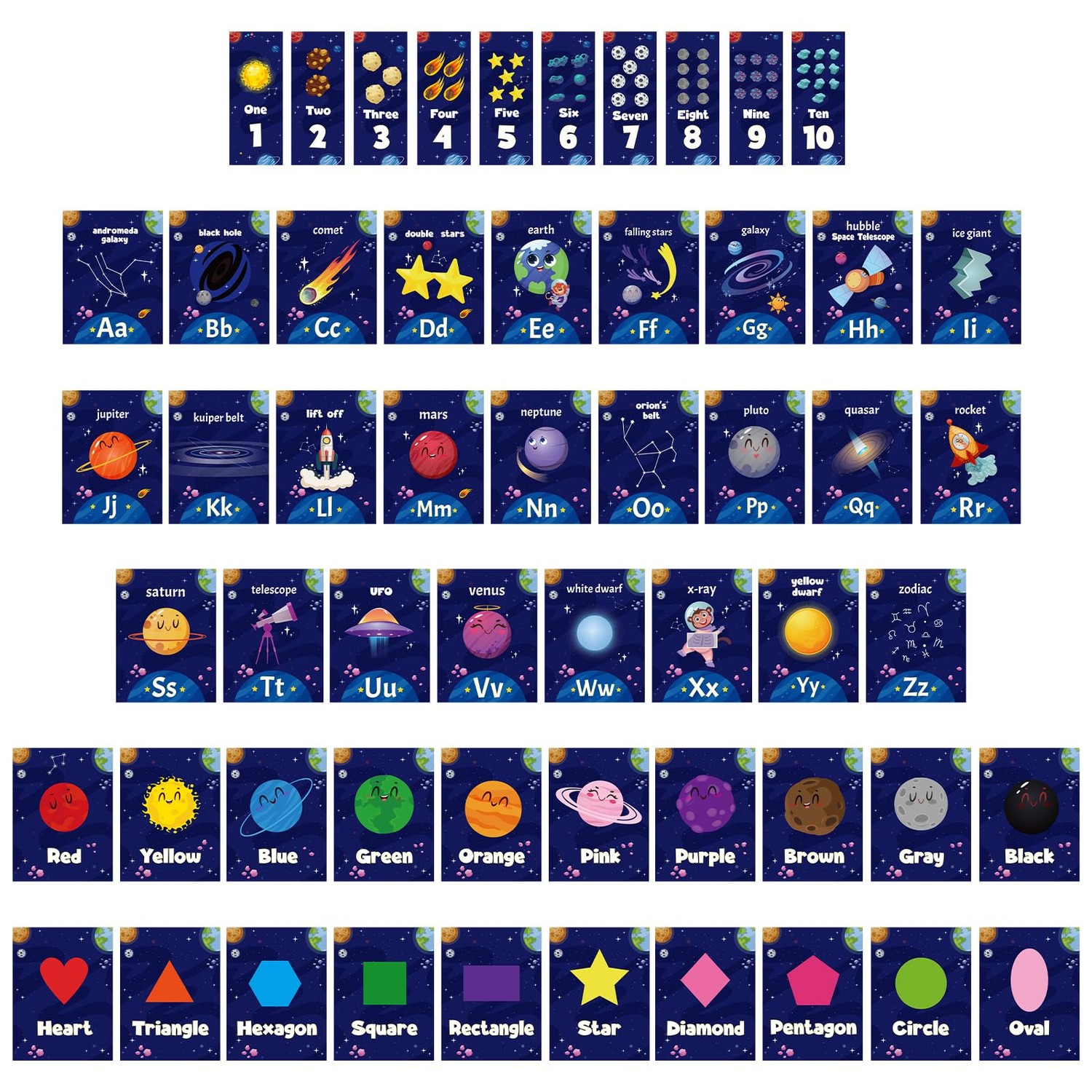 Harloon 56 Pcs Outer Space Alphabet Number Bulletin Board Galaxy ...