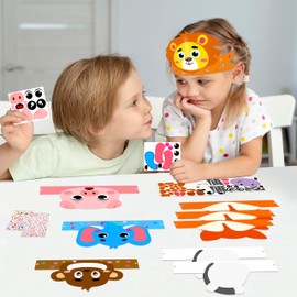 80UncleKimby 36PCS Jungle Safari Animal Crafts, DIY Paper Crowns Bulk Party Favors for Zoo Birthday Activities, Art and Craft Headbands Kit