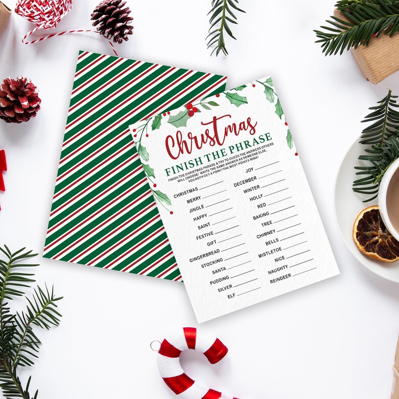 30 Pack Finish The Phrase Christmas Party Game Cards -