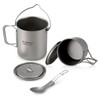 TOMSHOO Lightweight Titanium 3 Pieces Set Titanium 750ml Pot 350ml