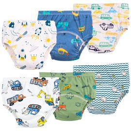 Heekcaa Potty Training Pants for Boys Girls，6 Packs Reusable Baby Toddler Training Pants Soft Washable, 2-6 Years (as8, age, 3_years, regular, Blue)