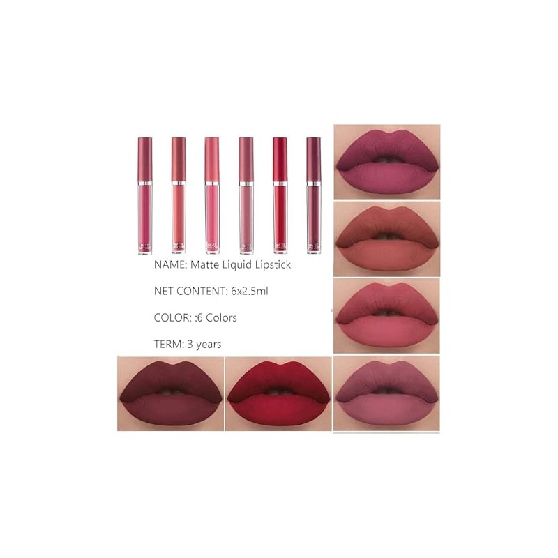 Labial Mate 6 Piezas Pintalabios Lápiz Labial Pinta Labios Juego