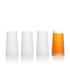 Sempli Monti 12.5 oz Taste Beer Glasses - Set of 4 Handmade Drinking Glasses, Craft Beer Glassware for Bar, Lead-Free Crystal, Aerating Design, Giftbox Included - Clear