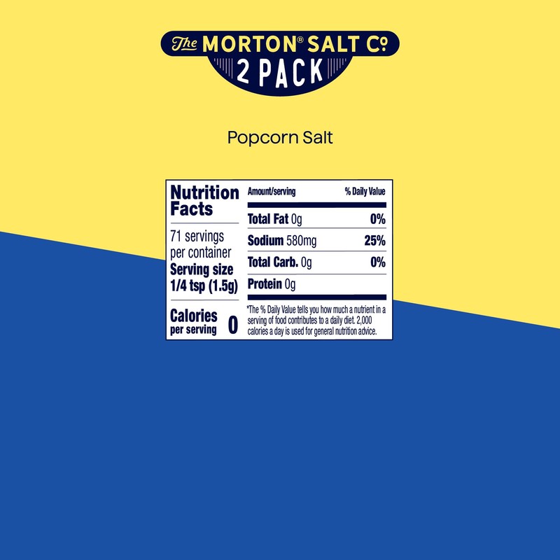 Morton Popcorn Salt, (3.75 oz), 2-Pack, Perfect for Popcorn &