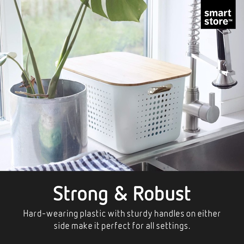 SmartStore 13L Recycled Plastic Storage Basket with handles - Taupe