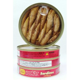 Polar 4 CANS Polar Brisling Smoked SARDINES In Olive Oil Wild Caught Net WT 4.23 oz ea