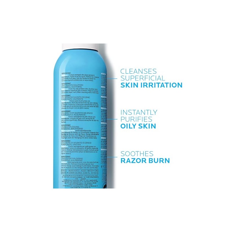 La Roche-Posay Serozinc Face Toner for Oily Skin with Zinc,