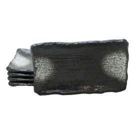 Ebros Gift Pack Of 5 Charcoal Grey Tone Hakumu Collection Rectangular Wavy Sushi Plates
