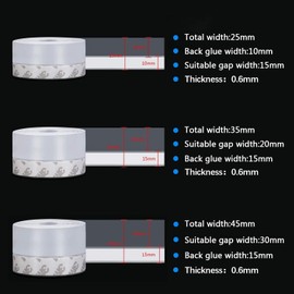 TAROSE Weather Stripping, 33 Feet Weather Seal Strip, Adhesive Silicone Tape (Transparent, 35MM) for Door, Window, Shower Door