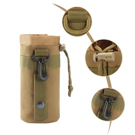 DONGKER Tactical Bottle Bag, Molle Water Bottle Pouch Holder 900D Hydration Carrier W/Drawstring for Backpack Vest Belt Camping Climbing Hiking Travelling(550ML)