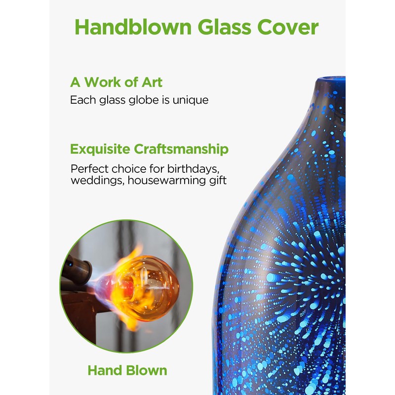 InnoGear Essential Oil Diffuser, 150ml Handmade 3D Glass Aromatherapy Defuser