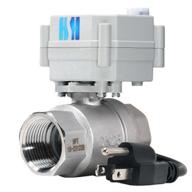 HSH-Flo 1" DN25 110-230VAC Normally Closed CF8/Stainless Steel 304 Manual Override Motorized Electrical Ball Valve With U.S. Plug