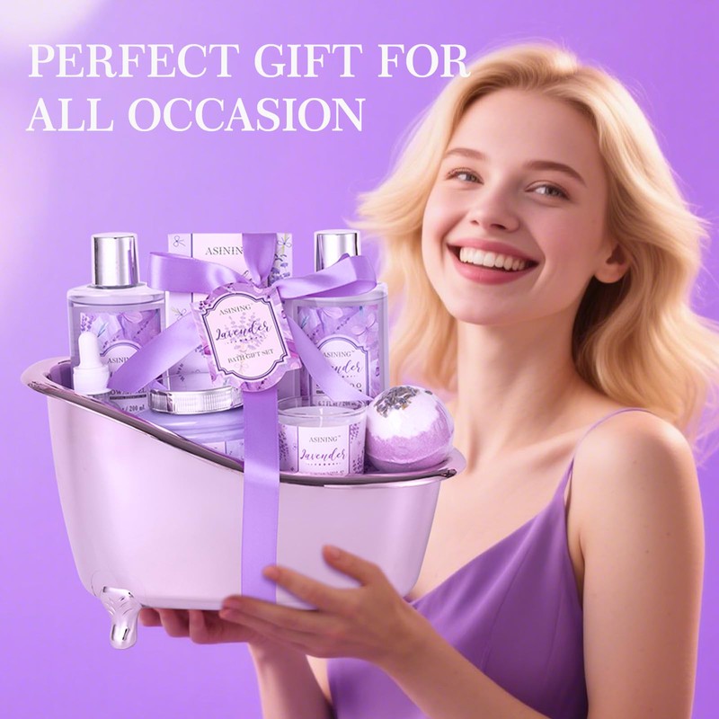 9Pcs Moisturizing Lavender Spa Bath Gifts Set - Spa Gift