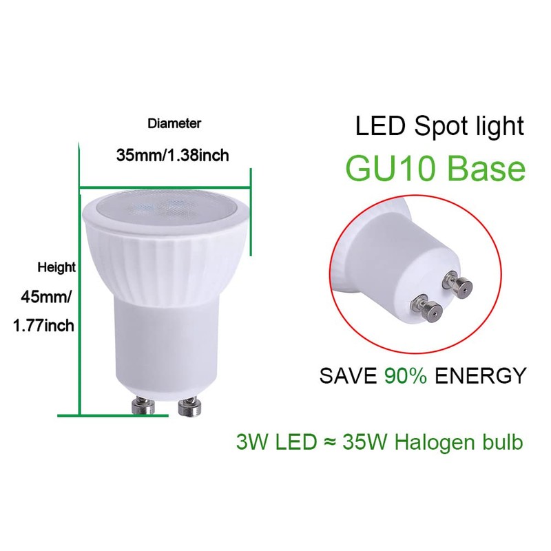 ukzboss MR11 GU10 35mm Mini LED 3W 120V Non-Dimmable Spotlight