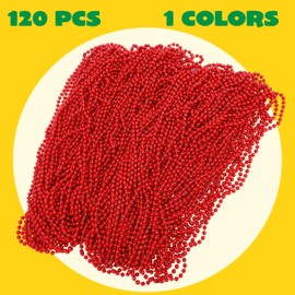 JOYIN 120 PCS Mardi Gras Beads Necklace, Red Bead Necklace Metallic Colors Necklaces Set for Mardi Gras Party Favors Supplies, Costume Accessories, Masquerade Decorations