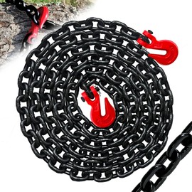 SENKEYFE 5/16" Chain, 10 Foot G80 Tow Chain with 4900 Lbs Safety Load, Trailer Safety Chains with G70 Clevis Grab Hooks (EP Black)