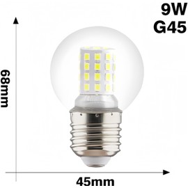 G45 LED Bulb G45 9W Mini Globe LED Bulb LED Candelabra Bulb for Ceiling Fan Decorative Lights, E26/E27 Medium Base,9W(60W Equivalent),AC85-265V,Non-Dimmable,Daylight White 6000K,6 Pack