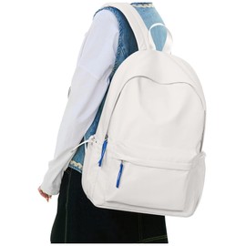 School Backpack for Teen Girls,Simple School Book Bag Waterproof High School Backpack for Boy Middle Student Bookbag College Backpack for Women Men Casual Daypack Travel Aesthetic Backpacks White