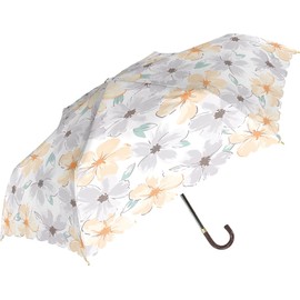 [Nakatani] Natural Basic Women's Folding Umbrella, Hand Opening, Airy, Flower Fold, Greige, 19.7 inches (50 cm)