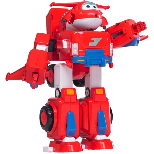Super Wings - Jett's Super Robot Suit Large Transforming Toy Vehicle | Includes Jett | 5" Scale, Model:US720331