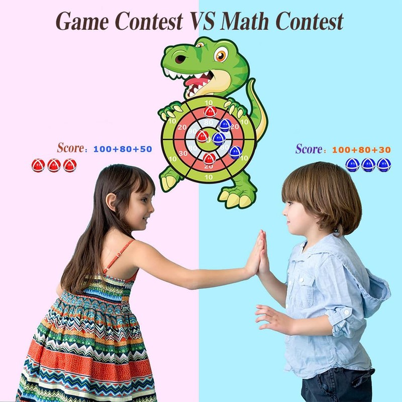 RHQFDM Dinosaur Cartoon Dartboard 73 cm Dinosaur Dart Game Set