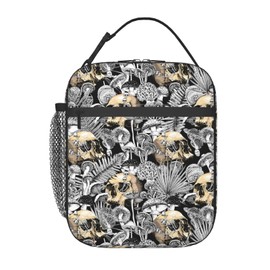 FREEHOTU Magic Mushroom Skull Lunch Bag Double Insulated Leakproof Lunch Box Tote Bag Cooler Lunch Organizer for Work Picnic Travel Camping