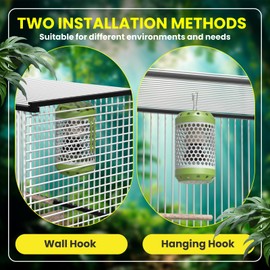 GlowUp Bird Cage Heater with 2 x 100W Ceramic Heat Lamp Bulbs, with Thermostat Switch Reptile Heat Lamp Guard Bird Cage Heat Lamp for Captive Birds, Reptiles