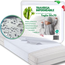 MammaVaiTra Washable Waterproof Bamboo Bed Topper - 75 x 90 cm - Made in Italy - Oeko-Tex Certified, Hypoallergenic, Breathable, Antibacterial