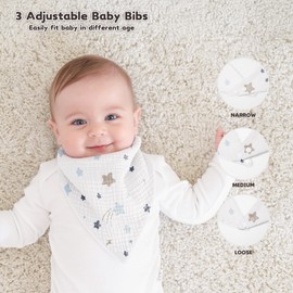 Susurration Muslin Baby Drool Bibs 6Pack Soft Triangular Adjustable Baby Bandana Bibs for Unisex Girls & Boys (Blue Print)