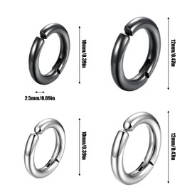 4 Pairs of Fake Hoop Earrings Without Pierced Nose Lip Fake Earrings Stainless Steel Magnetic Earrings No Pierced Men Women Ear Clips (10 mm + 12 mm)
