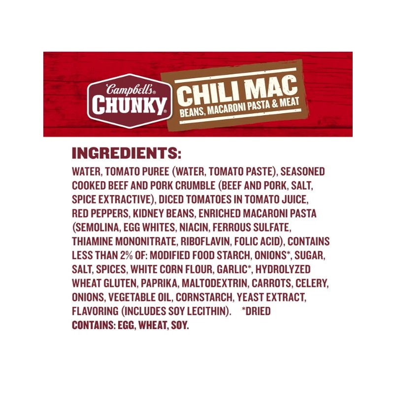 Campbell's Chunky Soup Chili Mac 16.3 Oz Can Case of