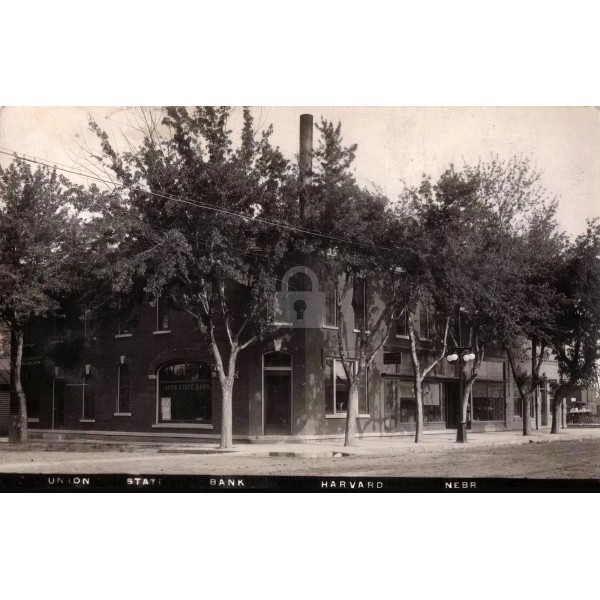 Harvard NE Nebraska Union State Bank Bldg 1910s RPPC Photo