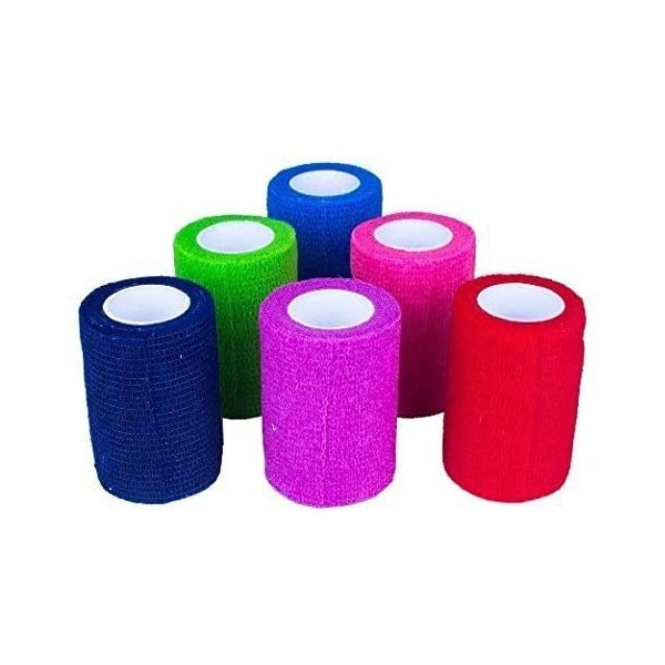 Ever Ready First Aid Self Adherent Cohesive Bandages 2" x 5 Yards - 6 Count, Rainbow Colors