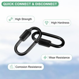 M METERXITY 6-Pack Chain Quick Links, M3.2 Electroplated Iron 1.45 Inch Heavy Chain Connector Link for Traveling Equipment/Hiking/Hammock Hanging, 33Lbs Weight Capacity Screw Locking Clips